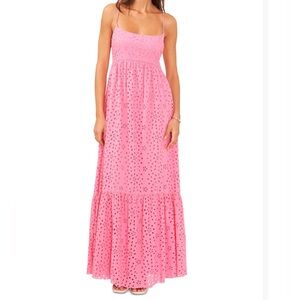 Pink Eyelet Maxi Dress